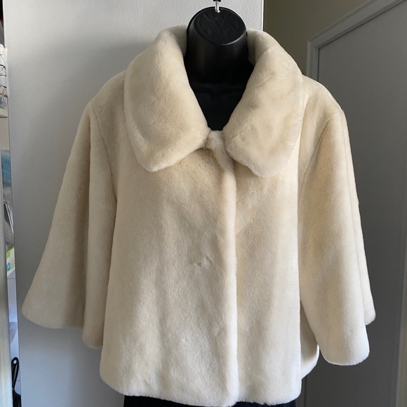 calvin klein faux fur cropped jacket